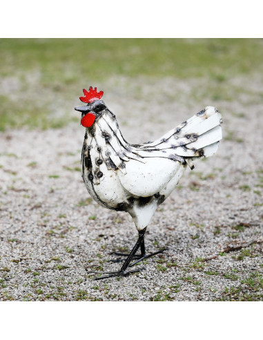 Poule blanche en métal-Basse-cour et animaux de la ferme