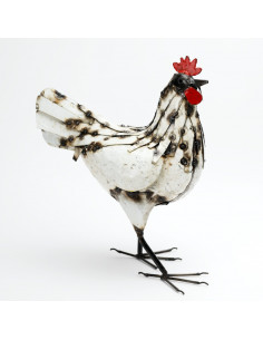 Poule blanche en métal-Basse-cour et animaux de la ferme 2
