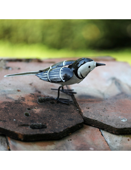 Bergeronnette grise en métal peint - Décoration-Petits oiseaux