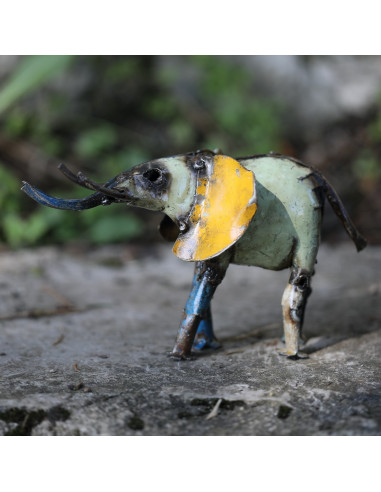 Éléphant coloré en métal recyclé-Animaux du monde