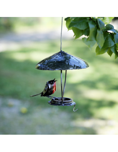 Suspension rouge-gorge avec toit-Mangeoire oiseaux à suspendre