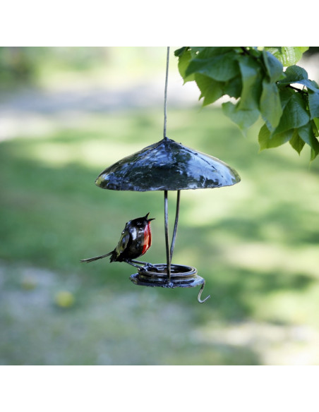 Suspension rouge-gorge avec toit-Mangeoire oiseaux à suspendre