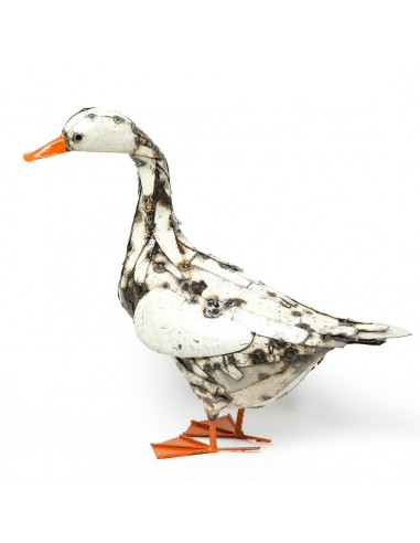 Oie blanche en métal recyclé moyen modèle-Basse-cour et animaux de la ferme