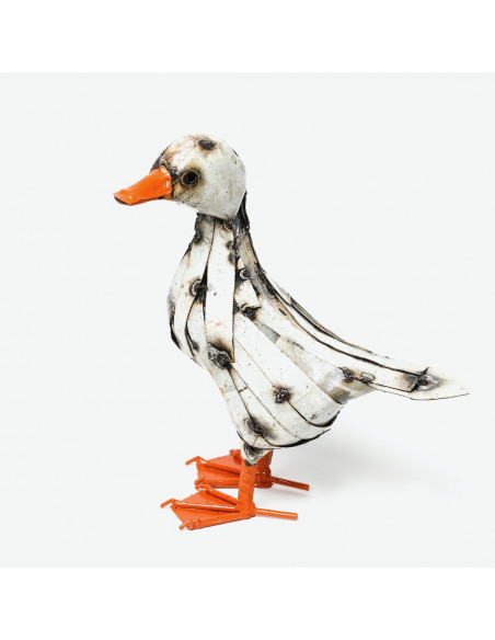Oie blanche en métal recyclé petit modèle-Basse-cour et animaux de la ferme