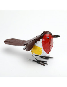 Rouge Gorge en métal peint - Décoration-Petits oiseaux