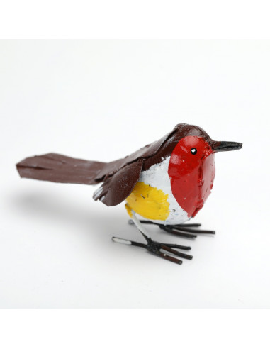 Rouge Gorge en métal peint - Décoration-Petits oiseaux