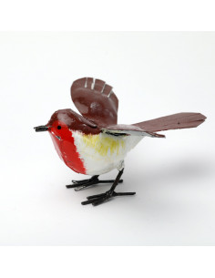 Rouge Gorge en métal peint - Décoration deco jardin