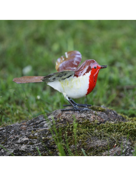 Rouge Gorge en métal peint - Décoration deco jardin