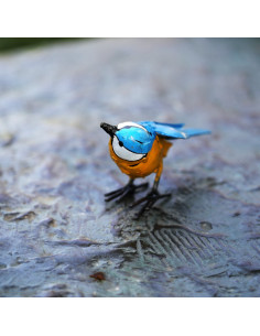 Mésange bleue tête tournée en métal-Petits oiseaux 2