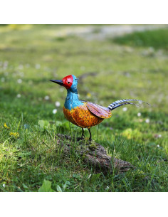 Faisan en métal recyclé peint-Basse-cour et animaux de la ferme 2
