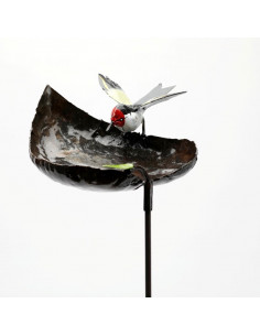 Tuteur Mangeoire coeur chardonneret élégant aux ailes ouvertes-Mangeoire oiseaux sur pied