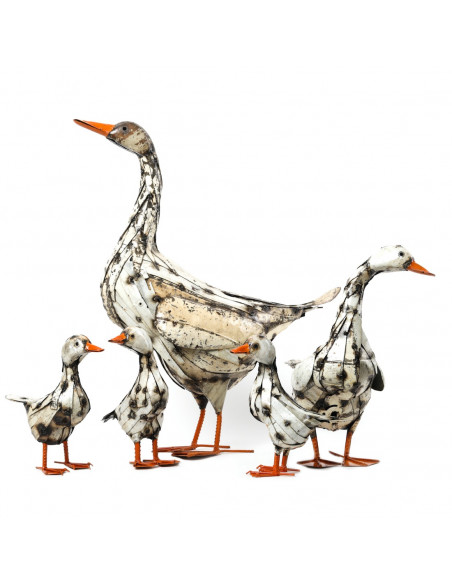 Oie blanche en métal recyclé grand modèle-Basse-cour et animaux de la ferme