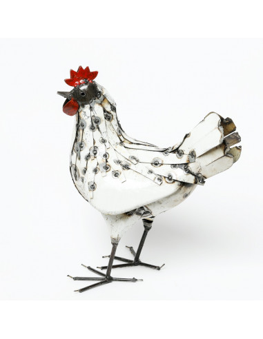 Poule blanche en métal-Basse-cour et animaux de la ferme