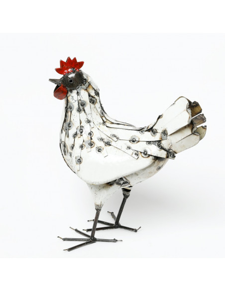 Poule blanche en métal-Basse-cour et animaux de la ferme