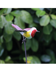 Tuteur Rouge-Gorge ailes ouvertes métal recyclé-Tuteurs oiseaux 2