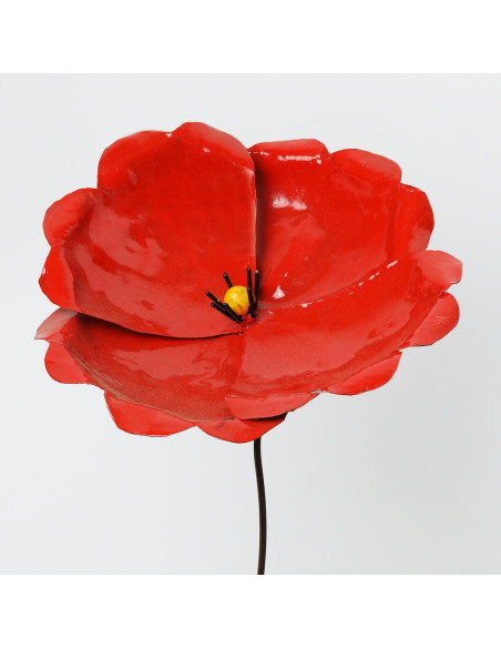 Fleur de coquelicot en métal XL-Tuteurs fleurs