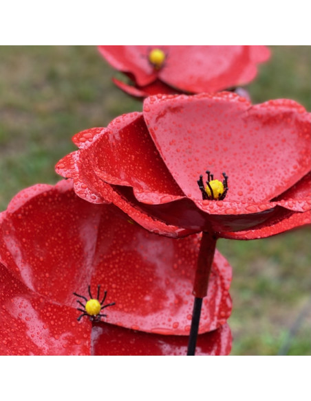 Fleur de coquelicot en métal XL-Tuteurs fleurs