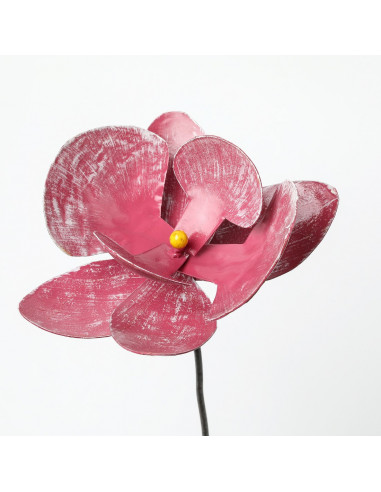 Fleur d'hibiscus en métal recyclé peint (grand modèle)-Tuteurs fleurs