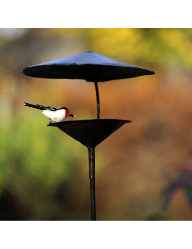 Mangeoire à oiseaux sur pied avec chardonneret élégant-Mangeoire oiseaux sur pied