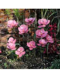 Fleur d'hibiscus en métal recyclé peint (petit modèle)-Tuteurs fleurs 2