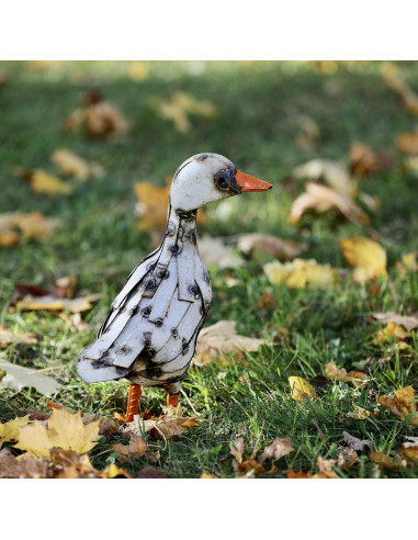 Oie blanche en métal recyclé petit modèle-Basse-cour et animaux de la ferme