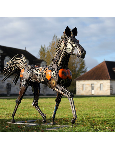 Mon cheval pièce unique en métal recyclé-Pièces uniques