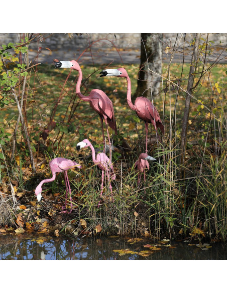 Flamant rose métal recyclé-Héron et grands oiseaux