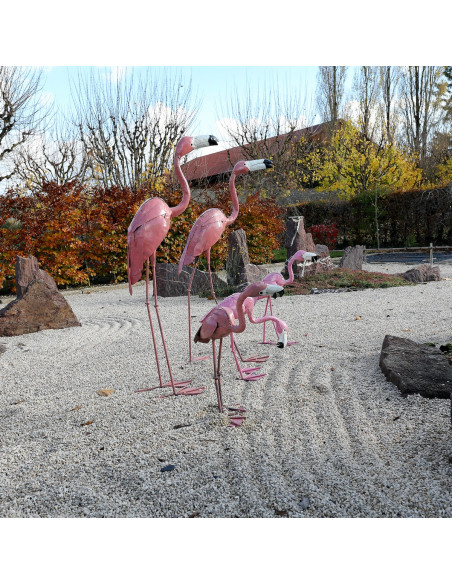 Flamant rose métal recyclé-Héron et grands oiseaux