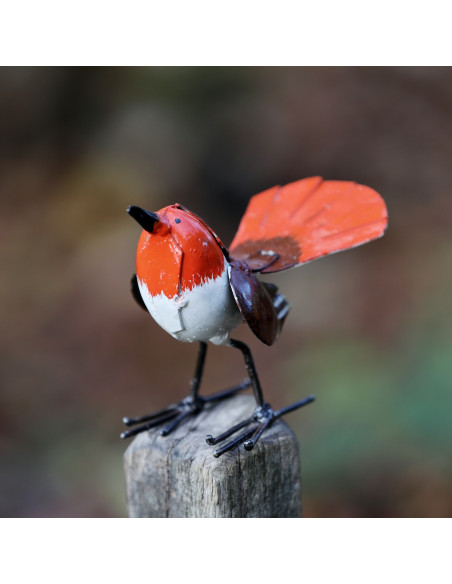 Rouge queue en métal peint - Décoration-Petits oiseaux