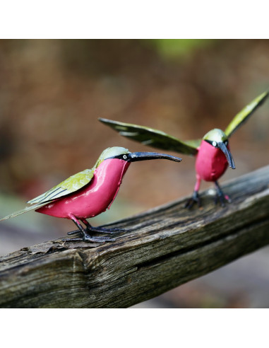 Guêpier d'Afrique en métal recyclé, déco jardin-Petits oiseaux
