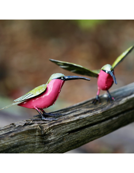 Guêpier d'Afrique en métal recyclé, déco jardin-Petits oiseaux