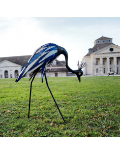 Grue couronnée en métal recyclé-Pièces uniques