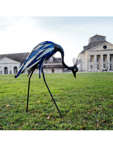Grue couronnée en métal recyclé-Pièces uniques