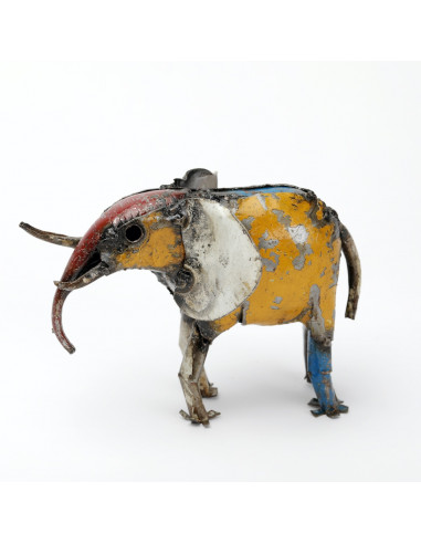 Éléphant coloré en métal recyclé-Animaux du monde