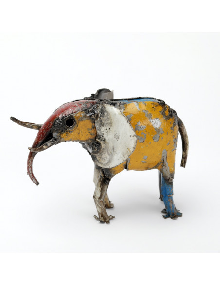 Éléphant coloré en métal recyclé-Animaux du monde
