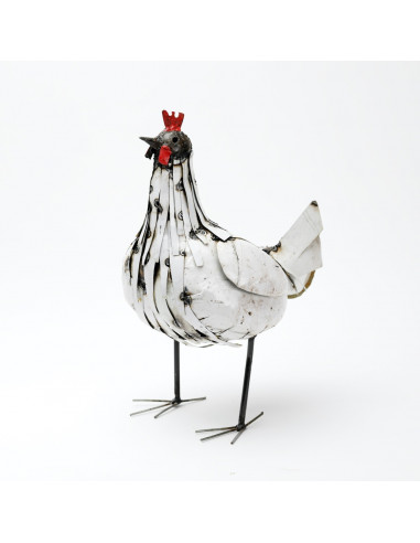 Poule blanche en métal - promo-Basse-cour et animaux de la ferme