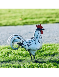 Coq blanc en métal recyclé-Basse-cour et animaux de la ferme 2