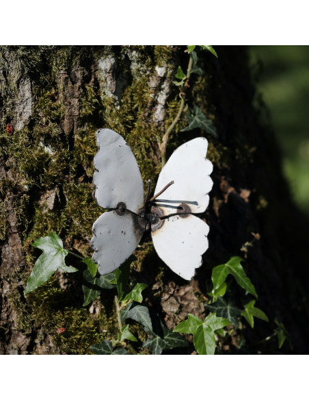 Papillon en métal recyclé - blanc-Insectes