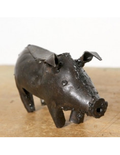 Cochon en métal recyclé brut-Basse-cour et animaux de la ferme