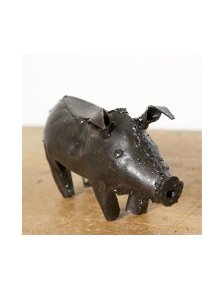 Cochon en métal recyclé brut-Basse-cour et animaux de la ferme