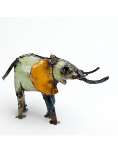 Éléphant coloré en métal recyclé moyen modèle deco jardin 2