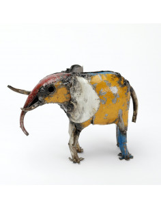 Éléphant coloré en métal recyclé moyen modèle deco jardin