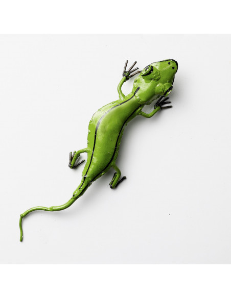 Lezard vert en métal recyclé deco jardin