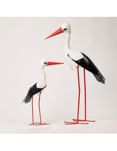Cigogne peinte à la main en métal recyclé - 70 cm deco jardin 2
