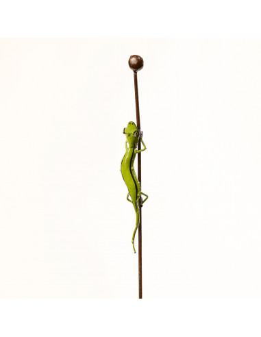 Tuteur Lezard vert en métal recyclé deco jardin