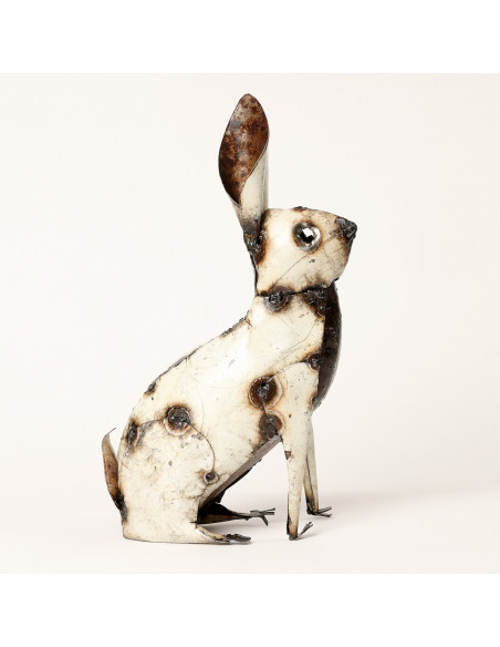 LAPIN BLANC EN METAL RECYCLE deco jardin