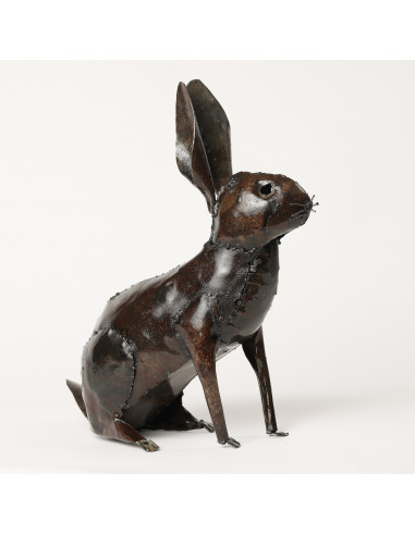 LAPIN EN METAL RECYCLE BRUT deco jardin