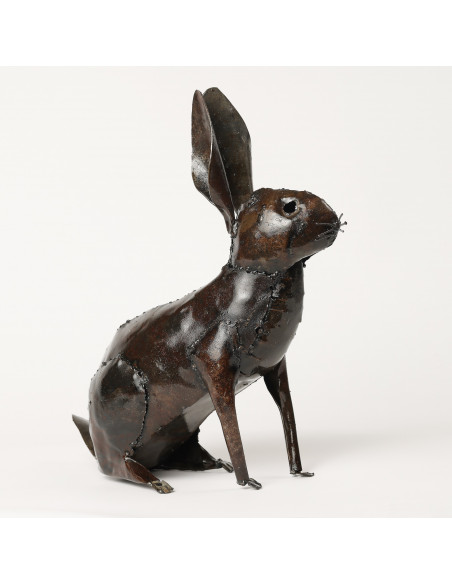 LAPIN EN METAL RECYCLE BRUT deco jardin