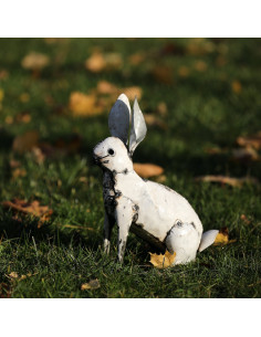 LAPIN BLANC EN METAL RECYCLE deco jardin 2
