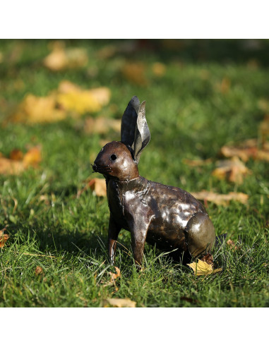 LAPIN EN METAL RECYCLE BRUT deco jardin